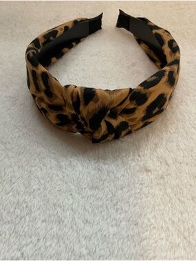 Leopard Print Knotted Headband - Brown/Black